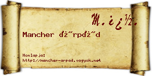 Mancher Árpád névjegykártya